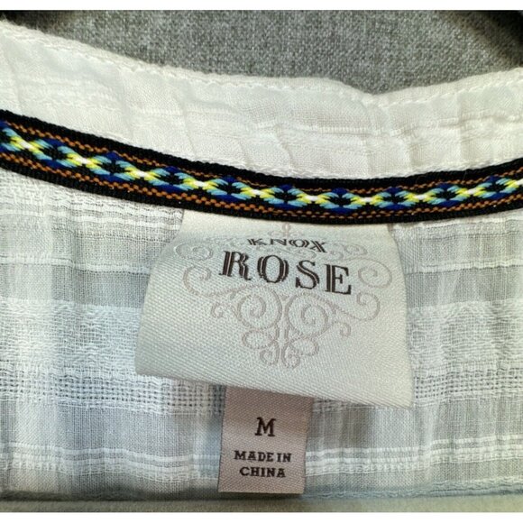 Knox Rose Womens Sundress Size M White Tiered Boho Cotton Coastal Short Shift - Picture 5 of 16